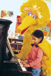 Big Bird can't drive but he can play the piano