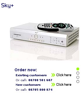 a snapshot of the web site where you can order Sky+
